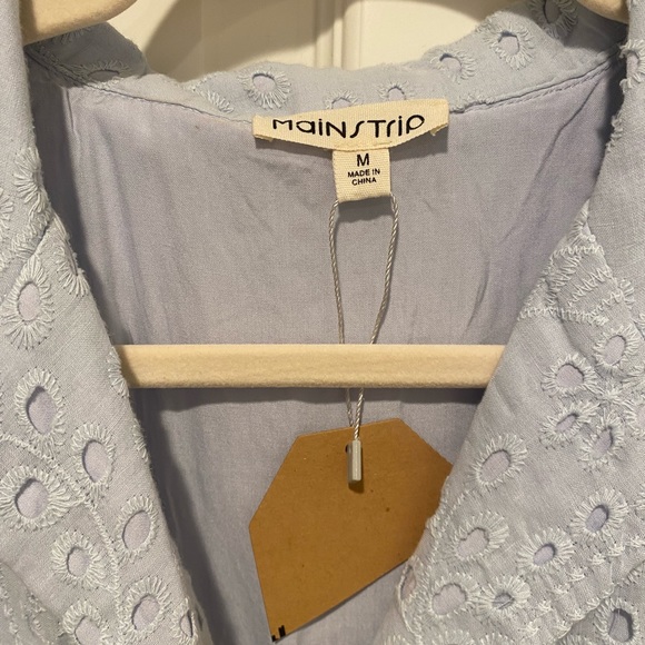 Main strip light blue dress lace eyelet Medium New with tags button down spring - Picture 11 of 15